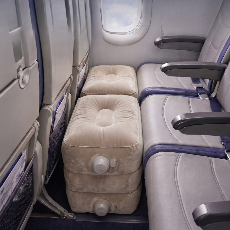 Travel Accessories Long Flight - Sandaran Kaki Tiup untuk Penerbangan Jarak