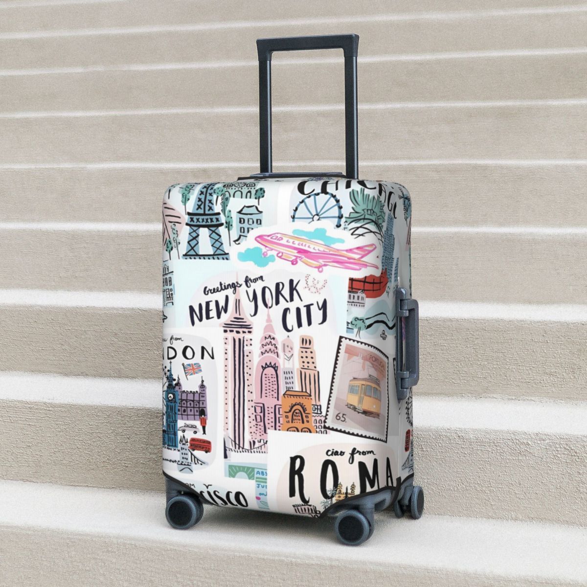 Travel Accessories New York - Sarung koper motif perjalanan New York,