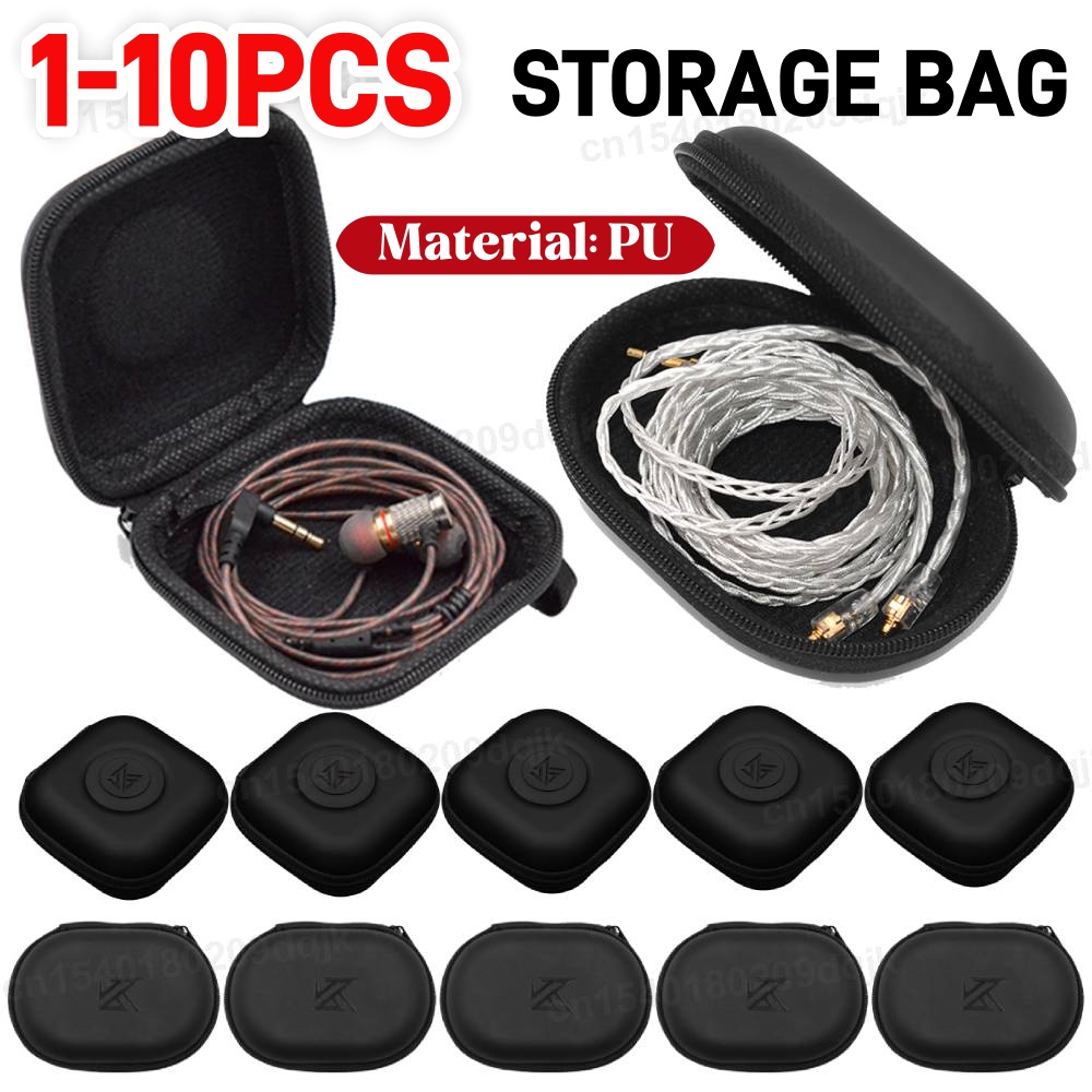 Travel Accessories Organizer Bag - 1-10 Buah Kotak Earphone KZ Kulit