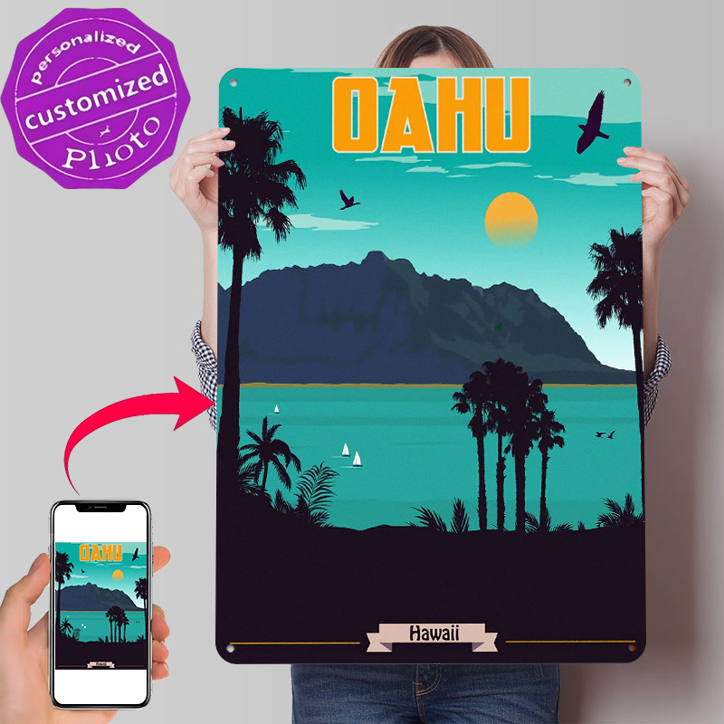Travel Accessories Hawaii - Poster Cetak Tekstur 3D Oahu Hawaii,
