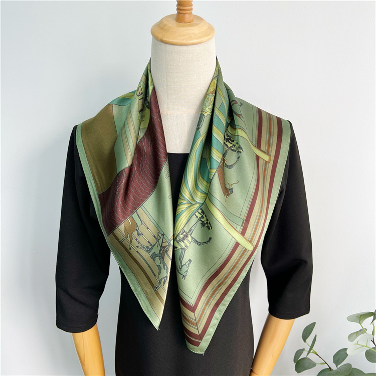 Syal Sutra Hijau 65CM Desainer - Travel Accessories Neck ulasan dan harga